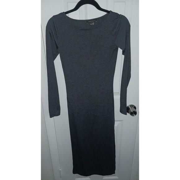 French Connection Dress Women's Small Heather Grey Bodycon Maxi Dress Side Slit‎ - Picture 1 of 13